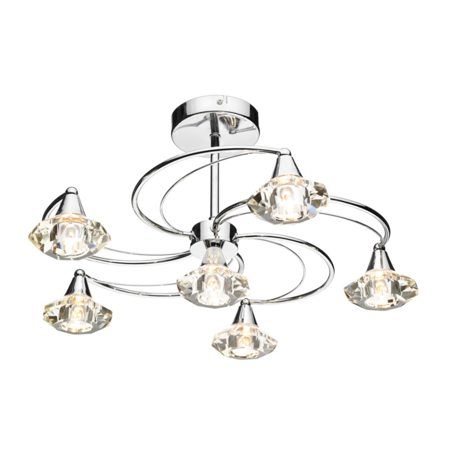 Luther 6-Light Semi Flush with Crystal Glass Shades