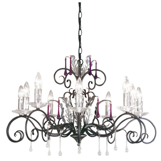 Amarilli 10-Light Chandelier with Clear Glass Drops