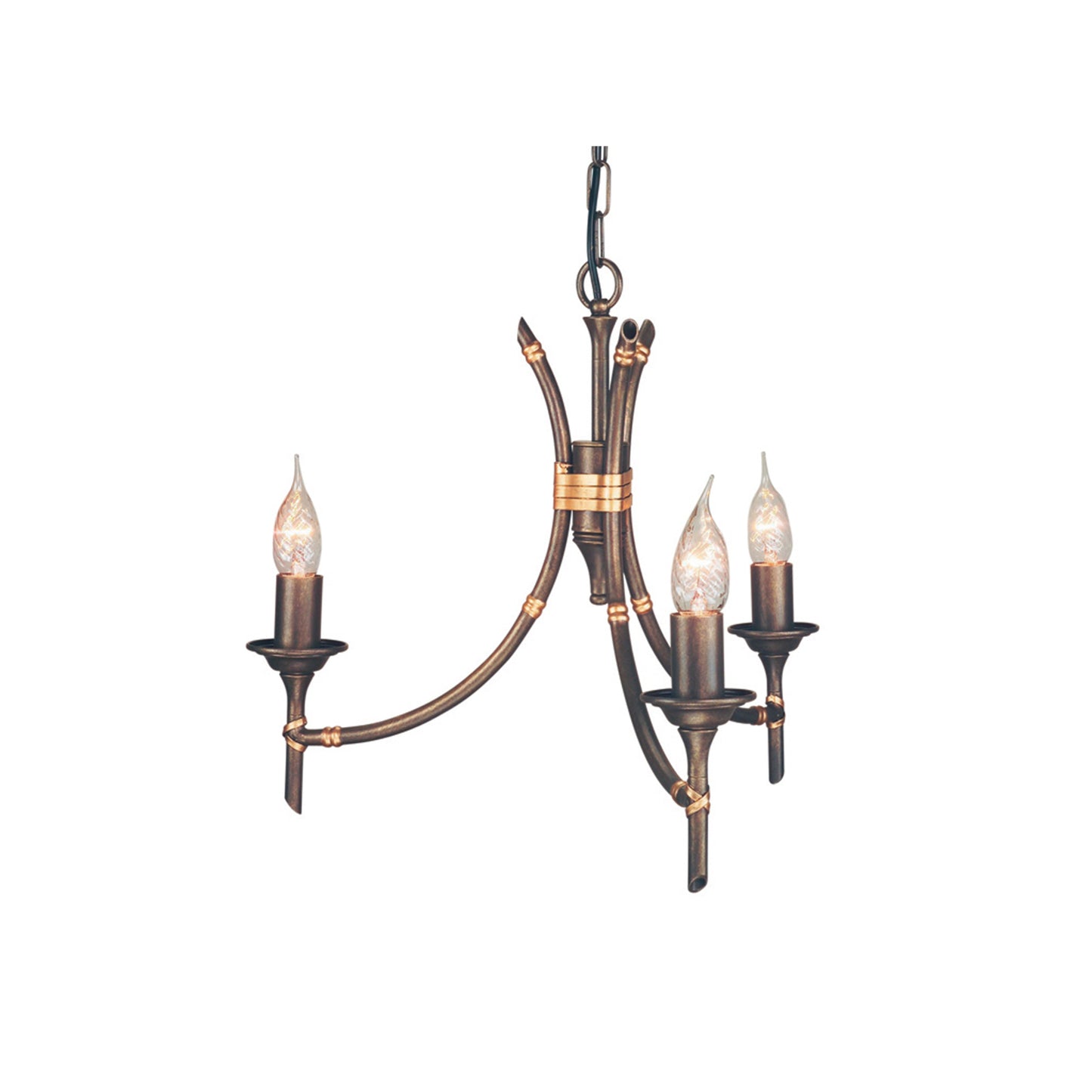 Bamboo 3-Light Chandelier Bronze Patina