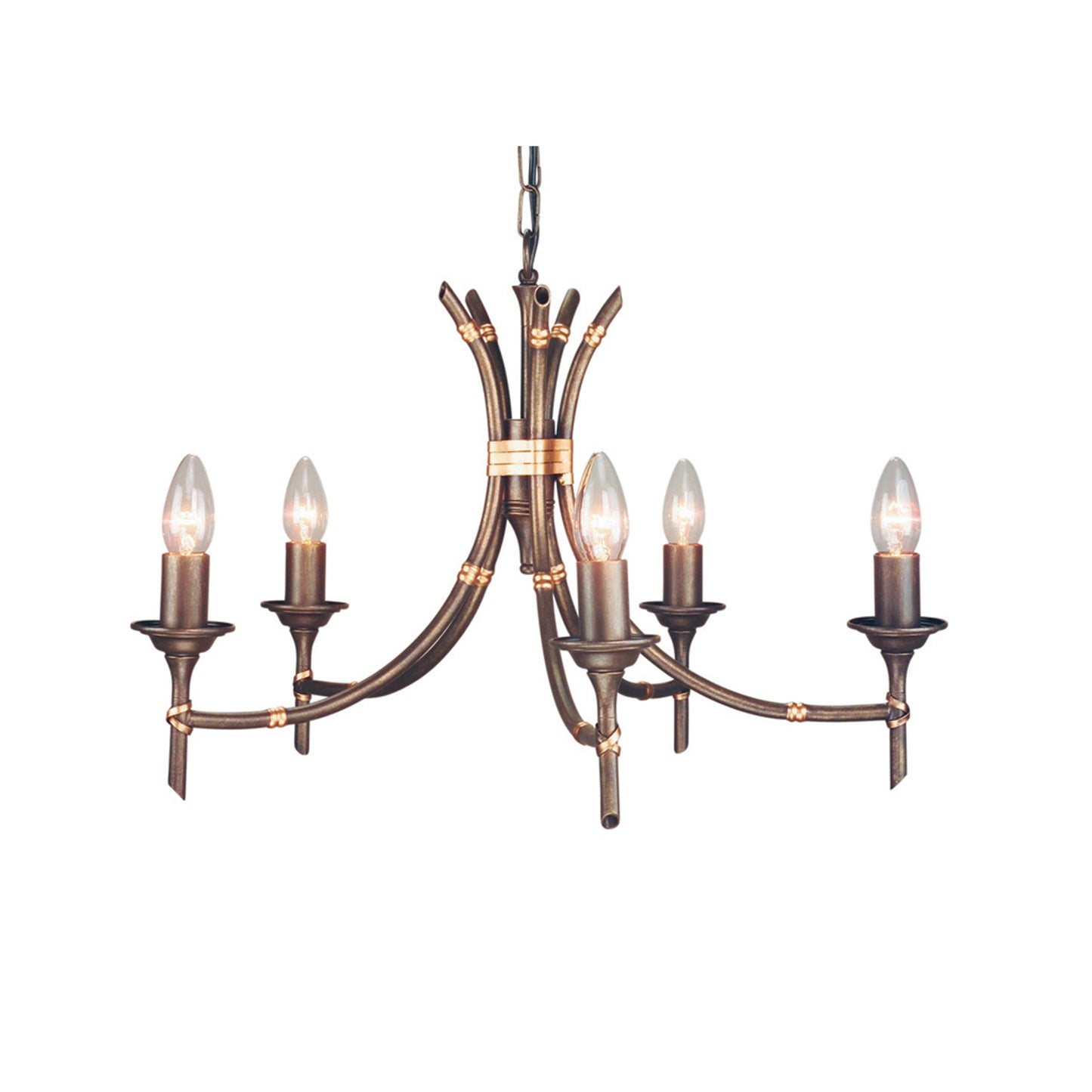 Bamboo 5-Light Chandelier Bronze Patina