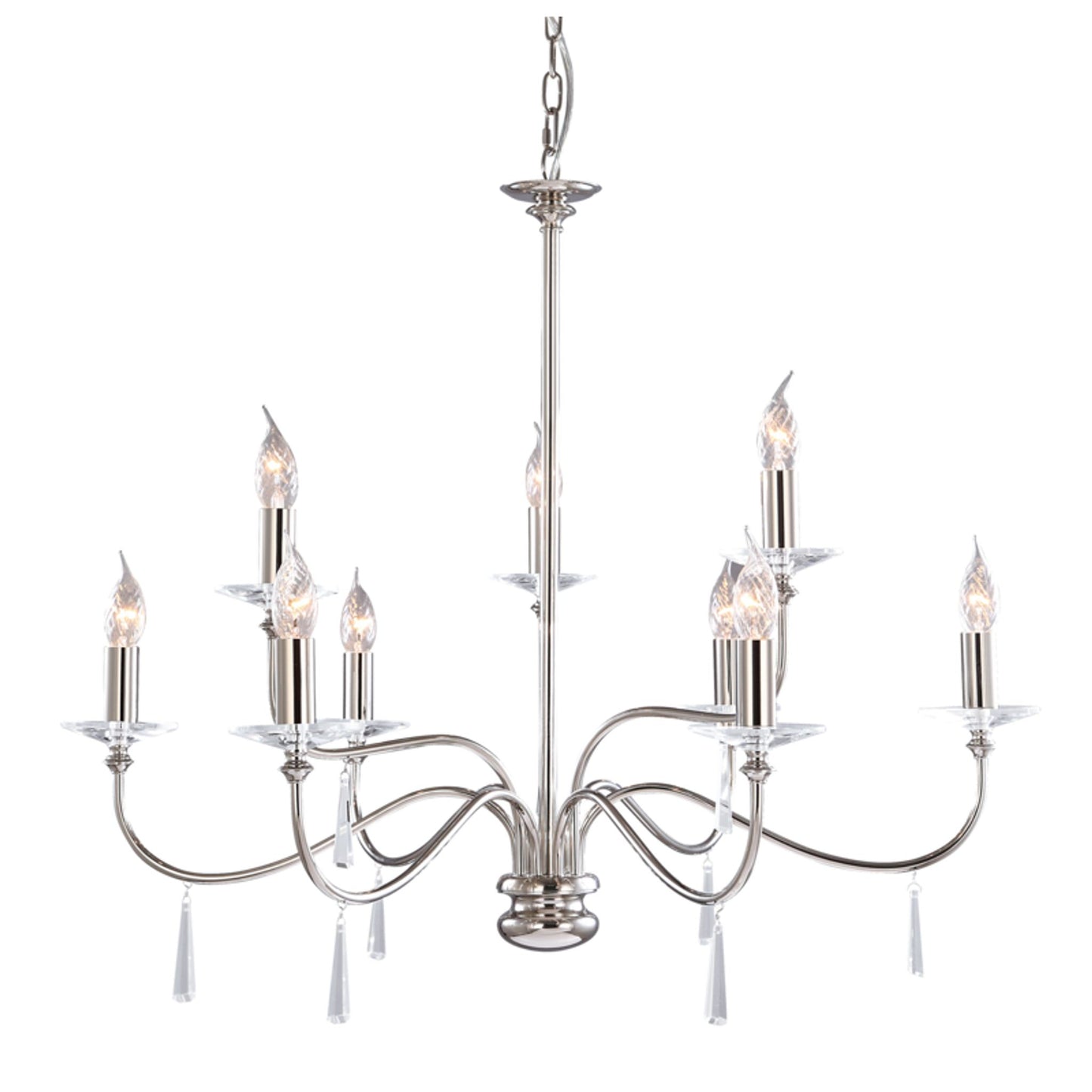 Finsbury Park 9-Light Chandelier Polished Nickel