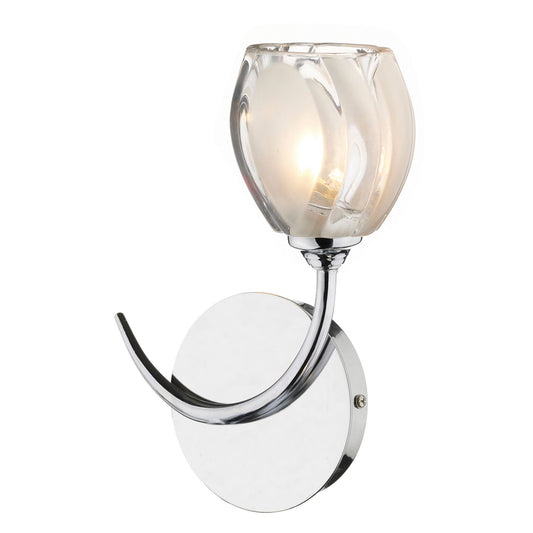 Zagreb 1-Light Wall Bracket with Clear Sculptured Glass&Polished Chrome