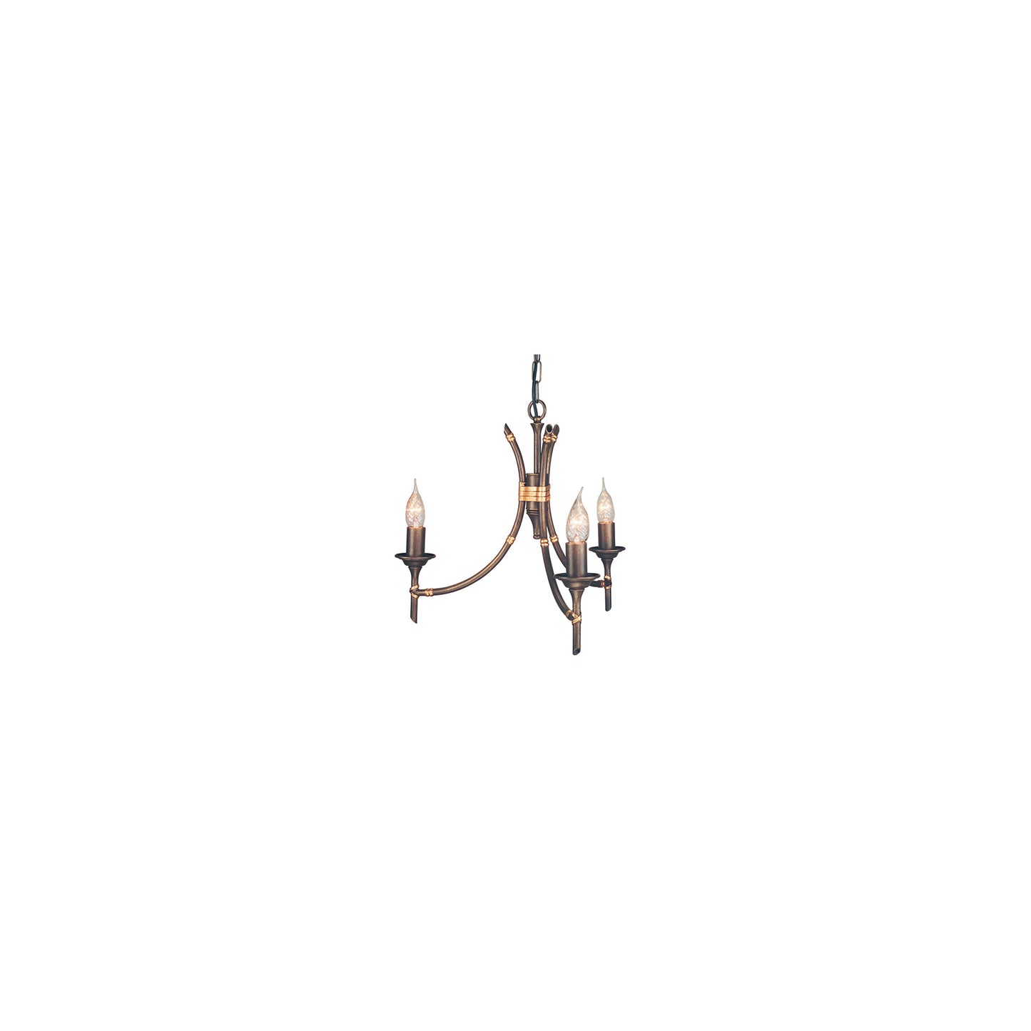 Bamboo 3-Light Chandelier Bronze Patina