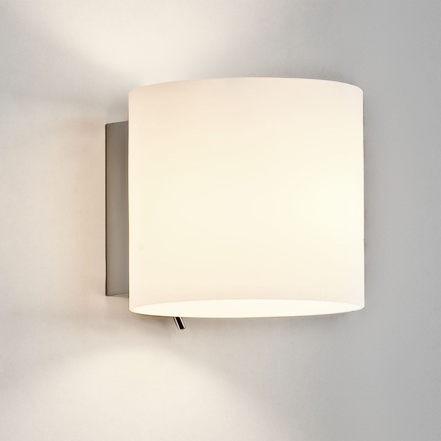 Luga Wall Light in Painted Silver with White Glass Shade