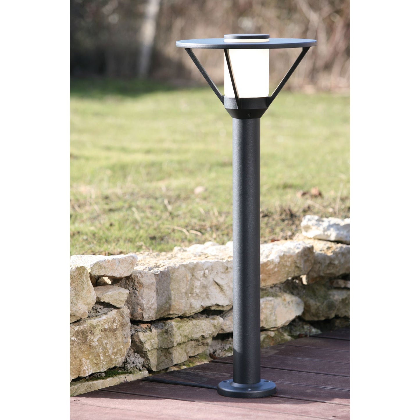 Bermude Small Frosted Glass Bollard with White Reflector