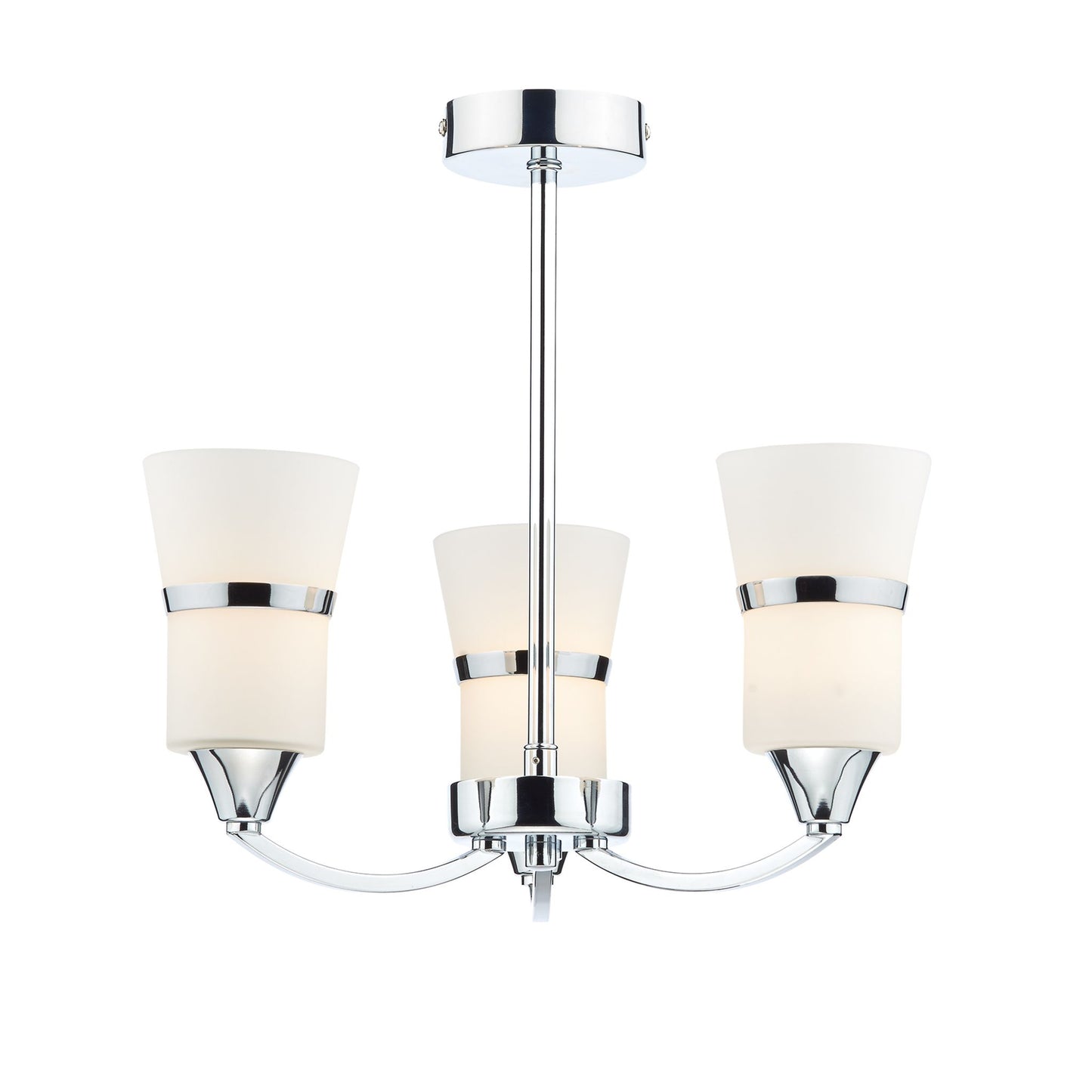 Dublin 3-Light Semi Flush Opal Glass&Polished Chrome Led