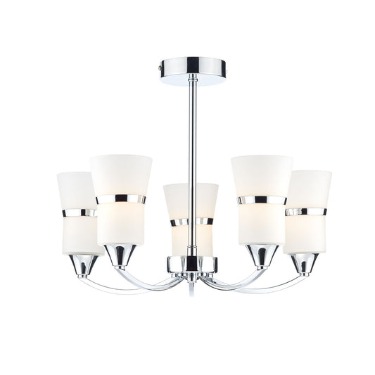 Dublin 5-Light Semi Flush Pendant with Tall Opal Glass Shades