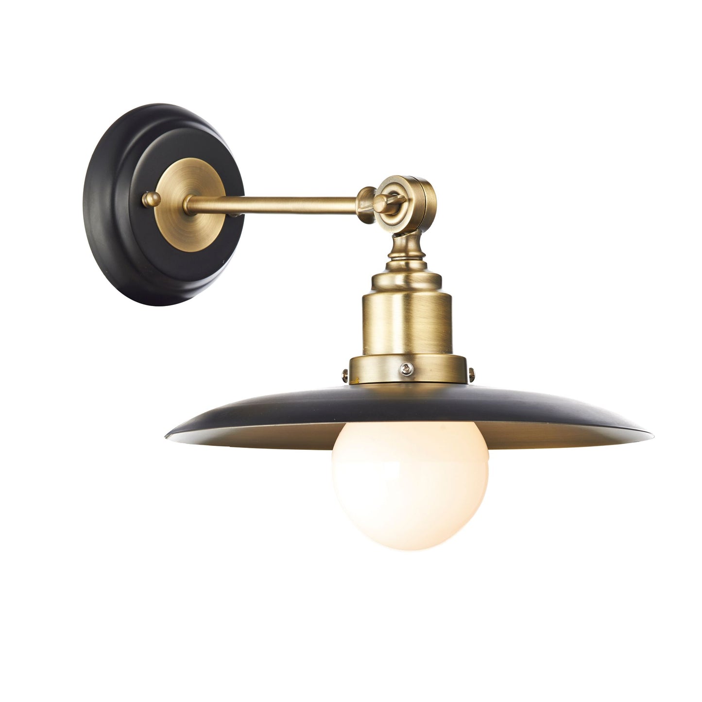 Hannover 1-Light Wall Bracket with Black & Antique Brass Backplate