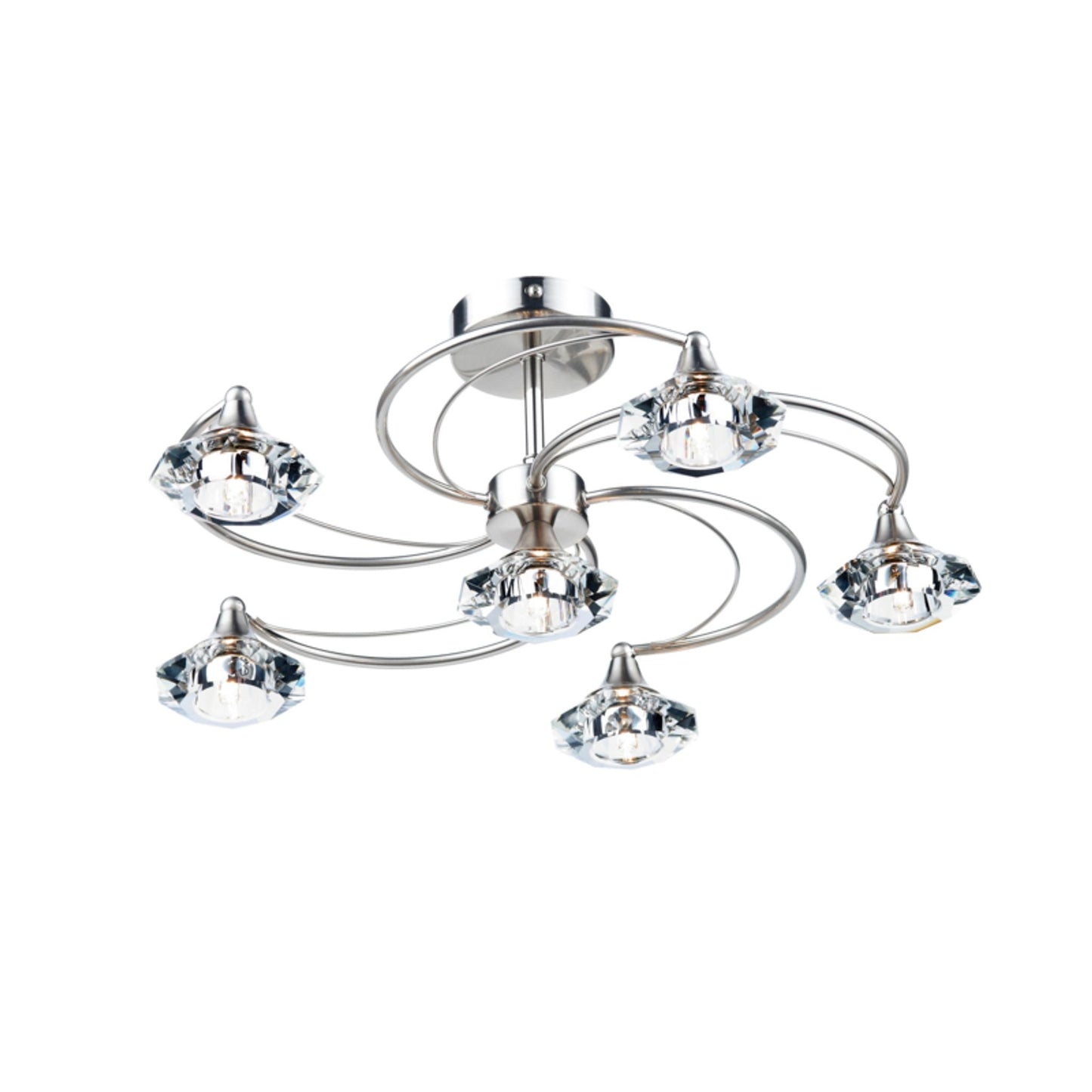 Luther 6-Light Semi Flush with Crystal Glass Shades