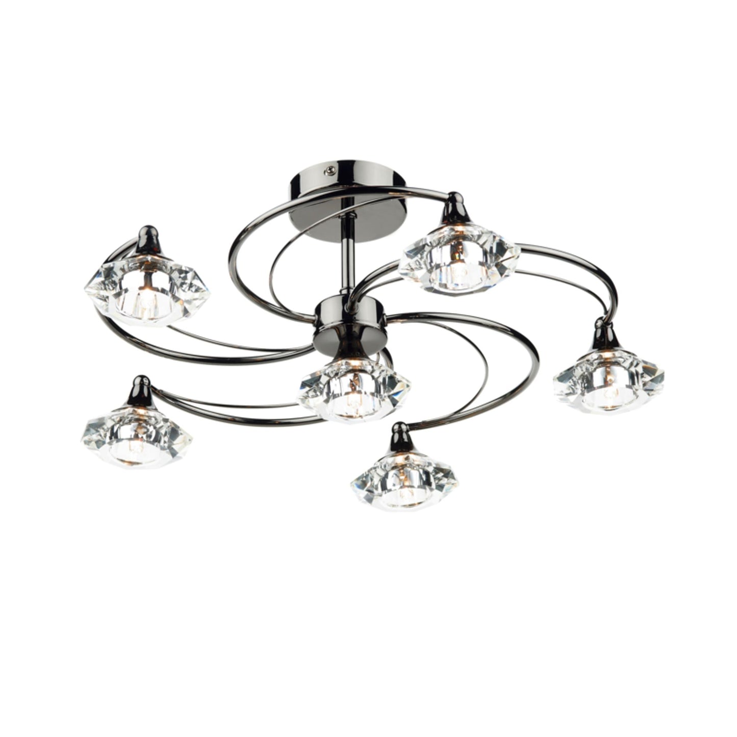 Luther 6-Light Semi Flush with Crystal Glass Shades