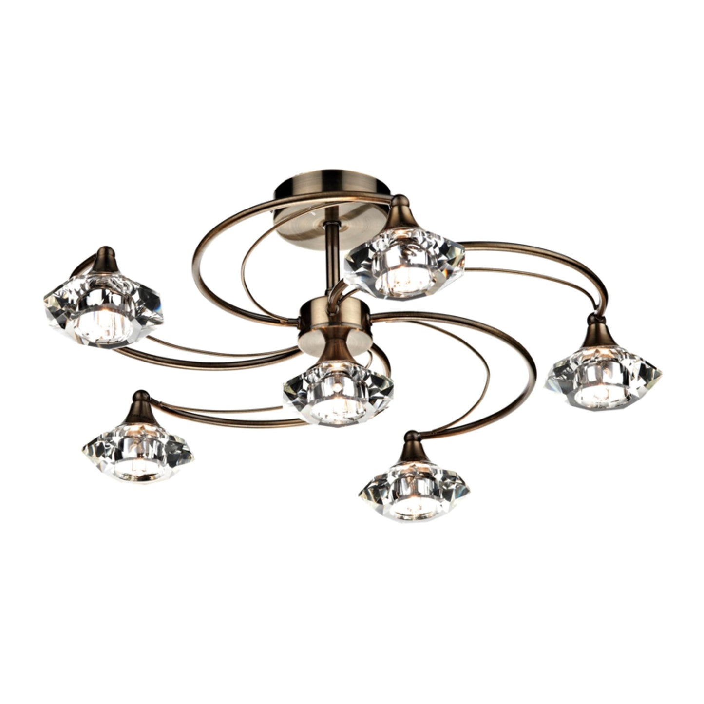 Luther 6-Light Semi Flush with Crystal Glass Shades