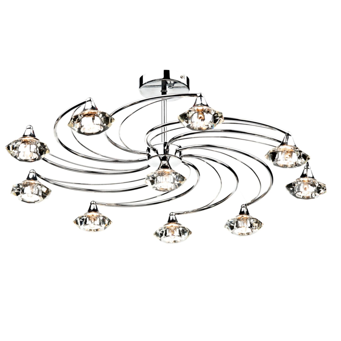 Luther 10-Light Flush Mount with Crystal Glass Shade