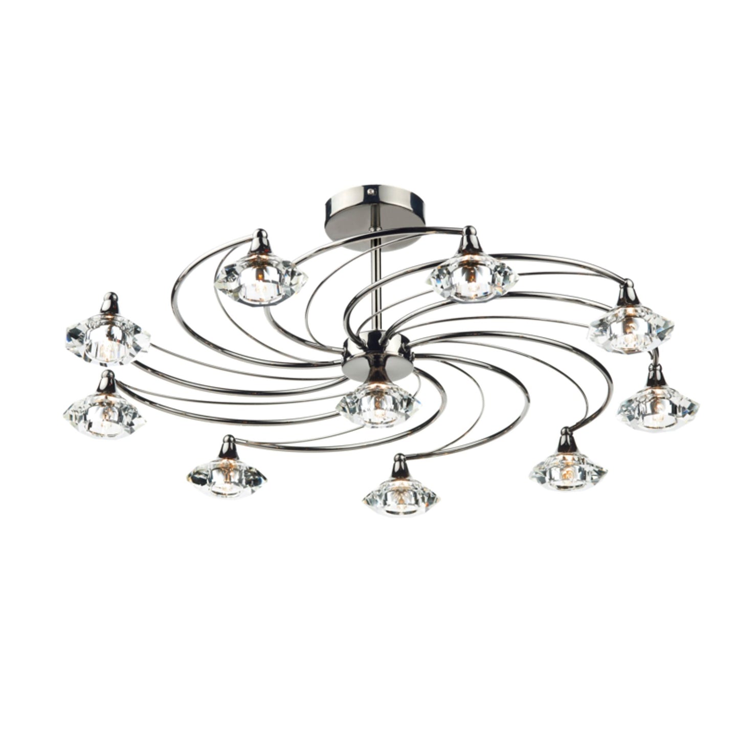 Luther 10-Light Flush Mount with Crystal Glass Shade