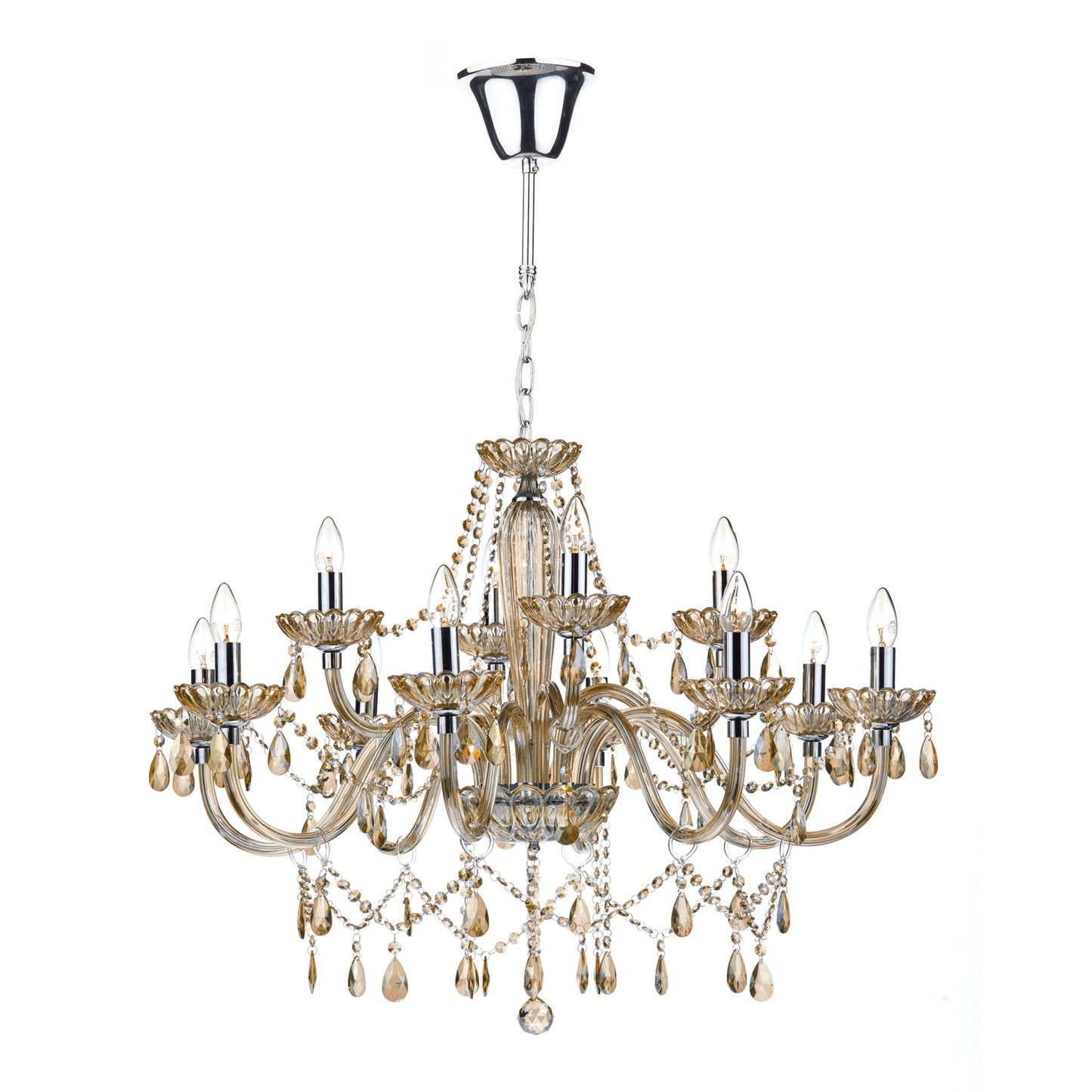 Raphael 12-Light Crystal Chandelier with Glass Draping Beads & Faceted Drops