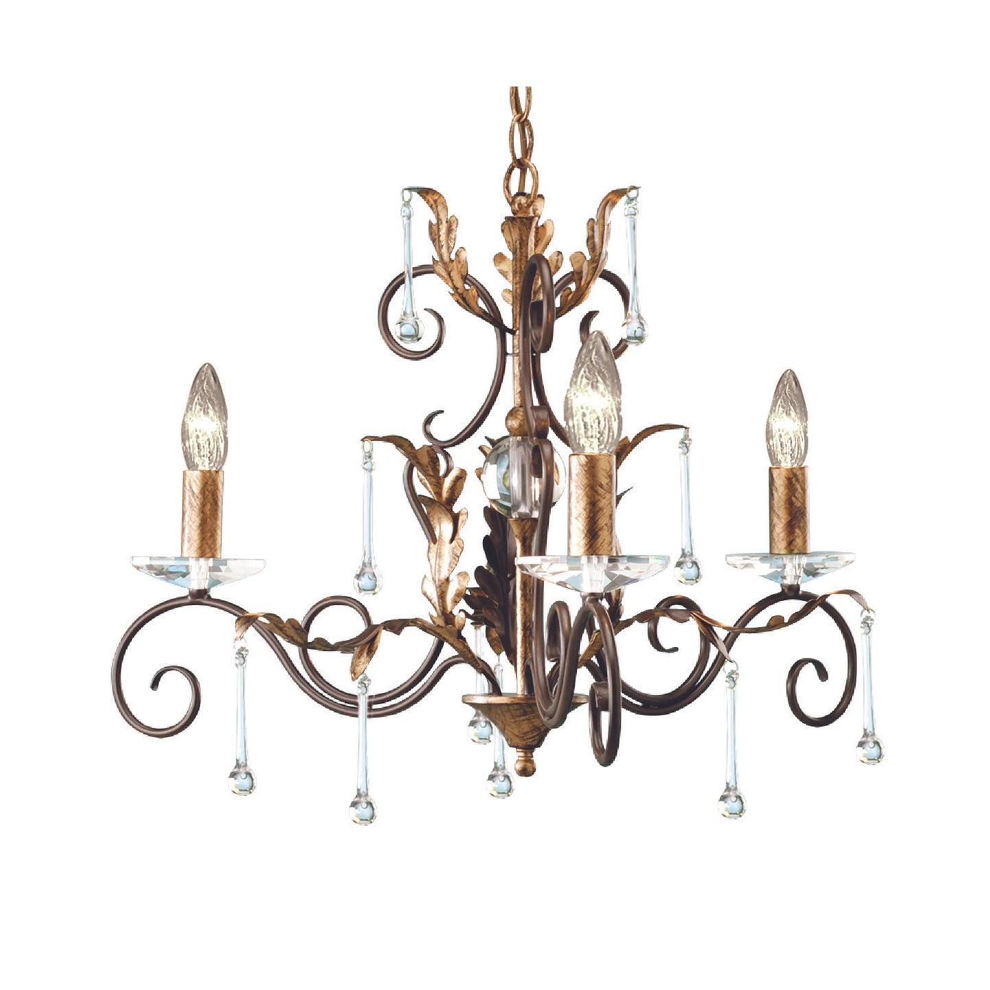 Amarilli 3-Light Chandelier with Clear Glass Drops