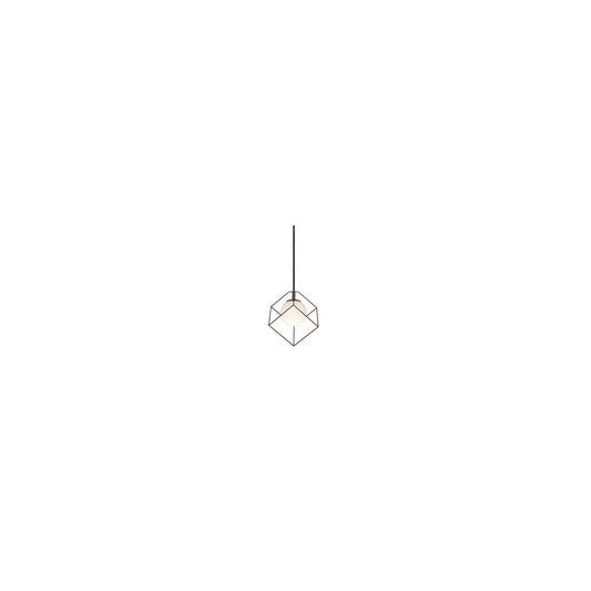 Wire Small Square Pendant with White Glass