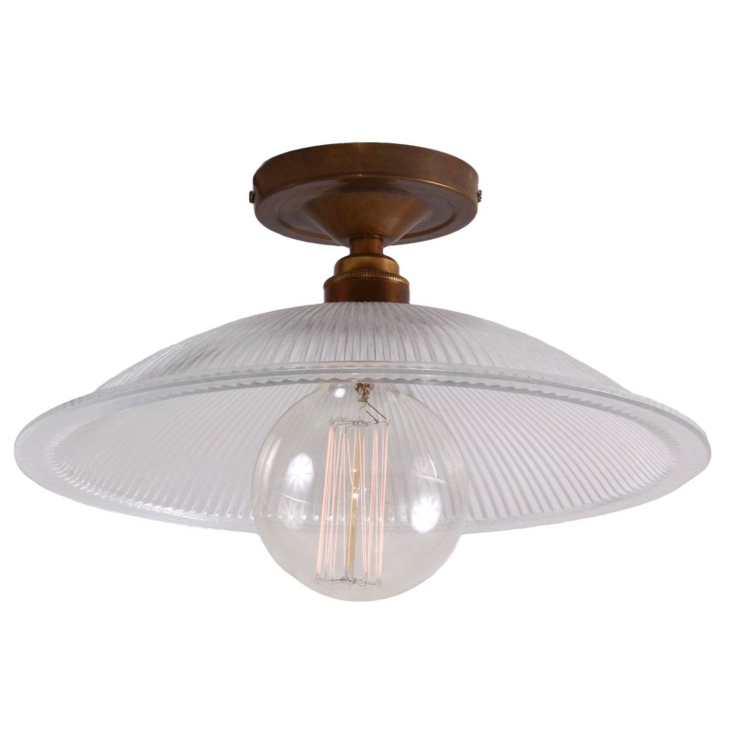 Calix Holophane Semi-Flush with Prismatic Glass Shade