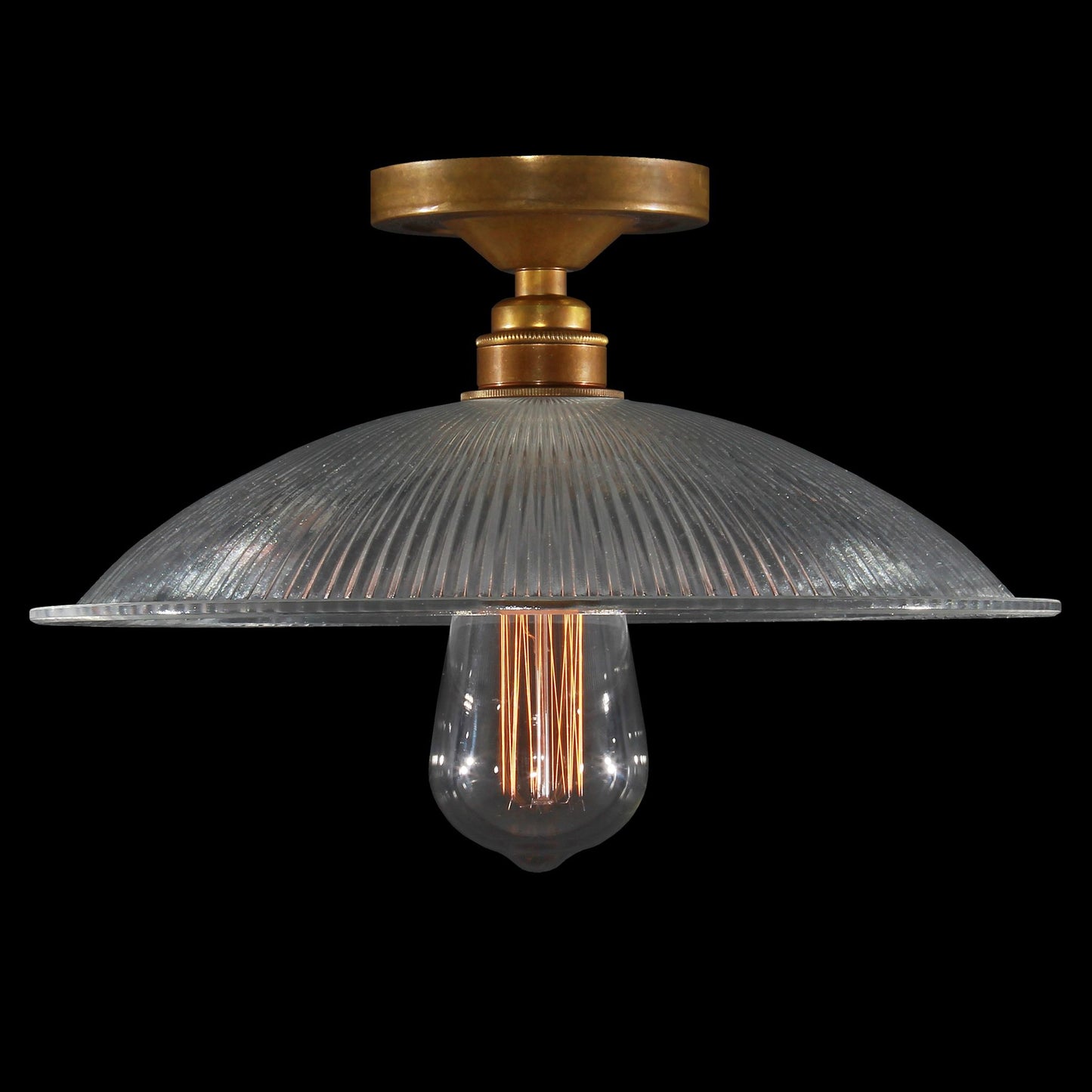 Calix Holophane Semi-Flush with Prismatic Glass Shade