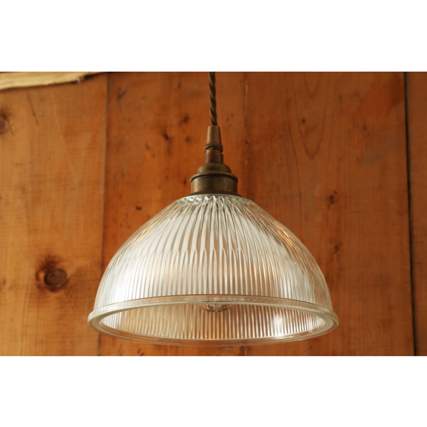 Boston Vintage Holophane Glass Pendant Light 20cm