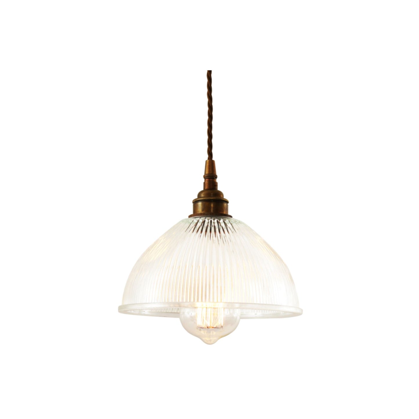 Boston Vintage Holophane Glass Pendant Light 20cm