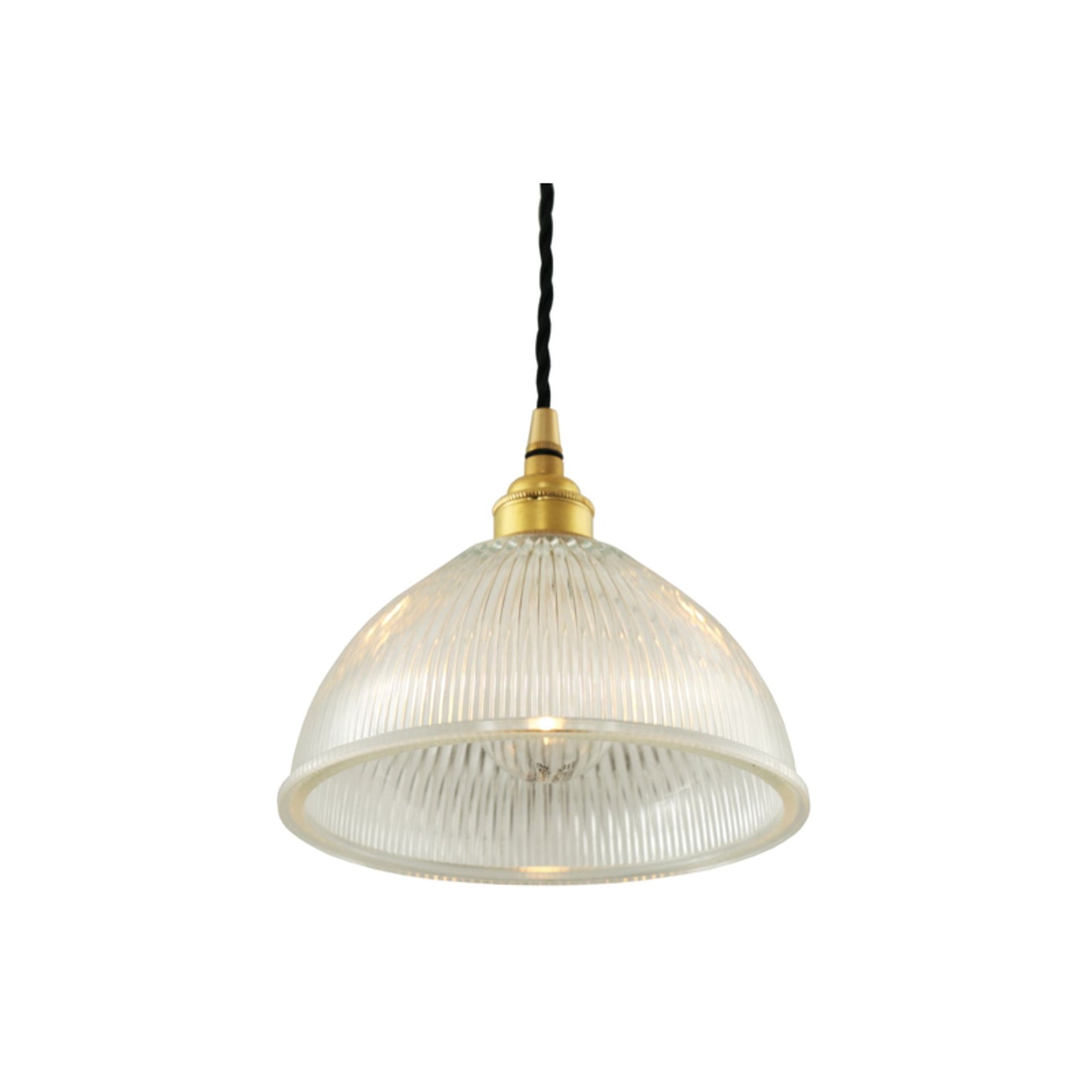 Boston Vintage Holophane Glass Pendant Light 20cm