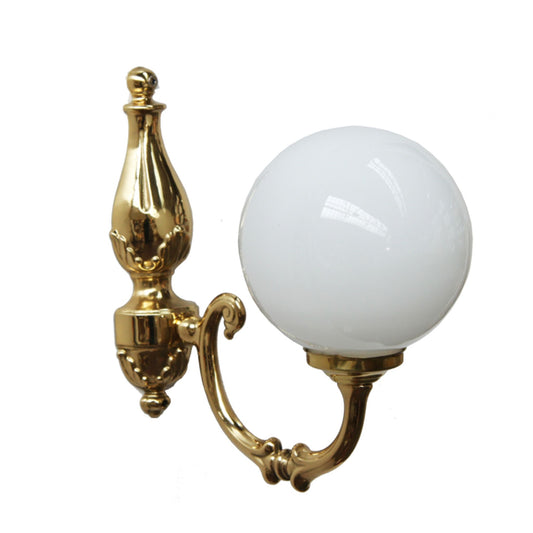 Ben Single Arm Traditional Wall Light with Opal Glass Shade