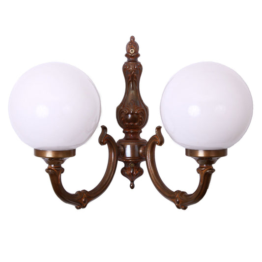 Ben Two-Arm Traditional Wall Light with Opal Glass Shade