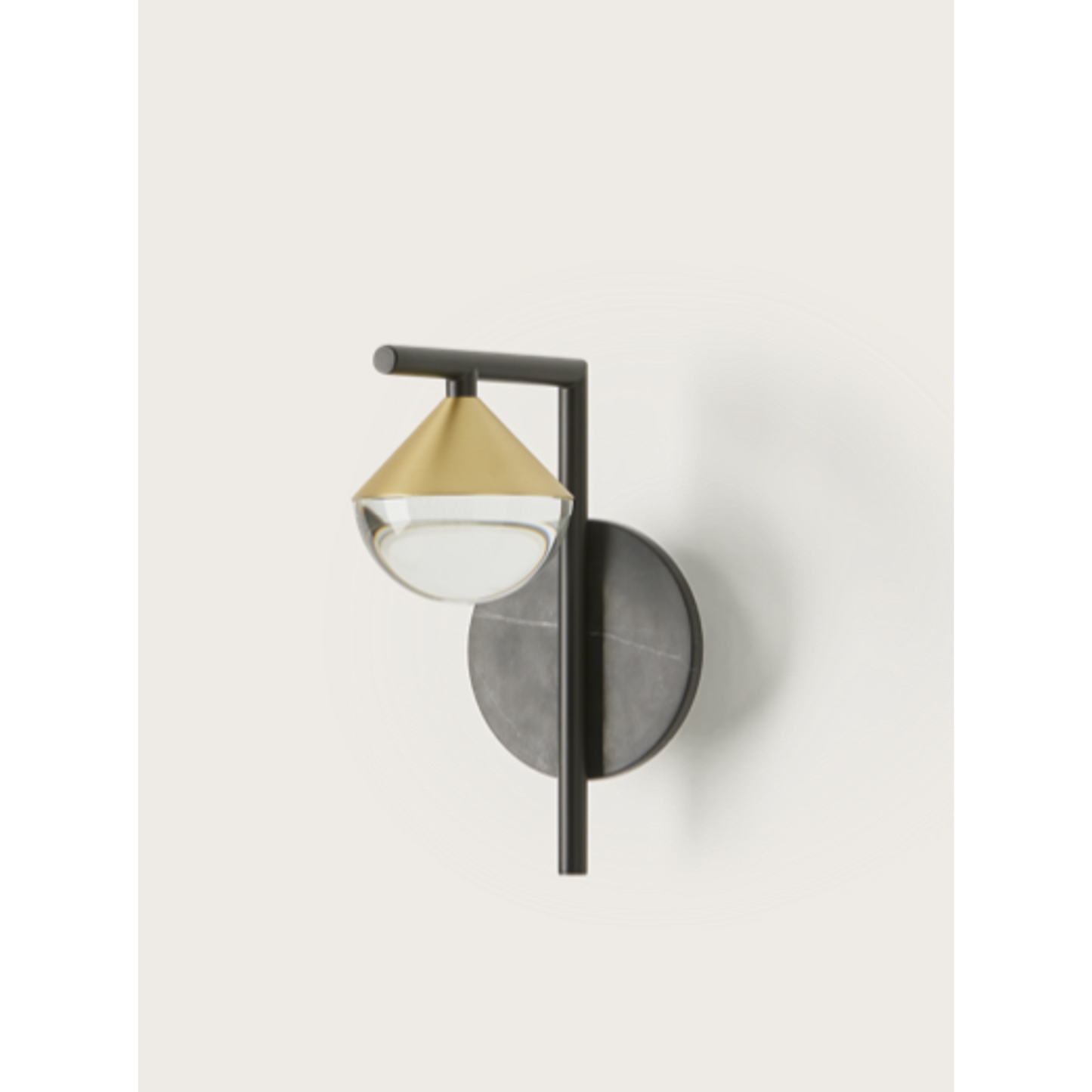 Nino LED Wall Light in Matt Black with Opal Glass and Brass Details