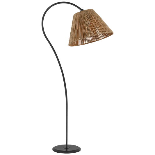 Dume Large Arched Floor Lamp with Natural Abaca Shade