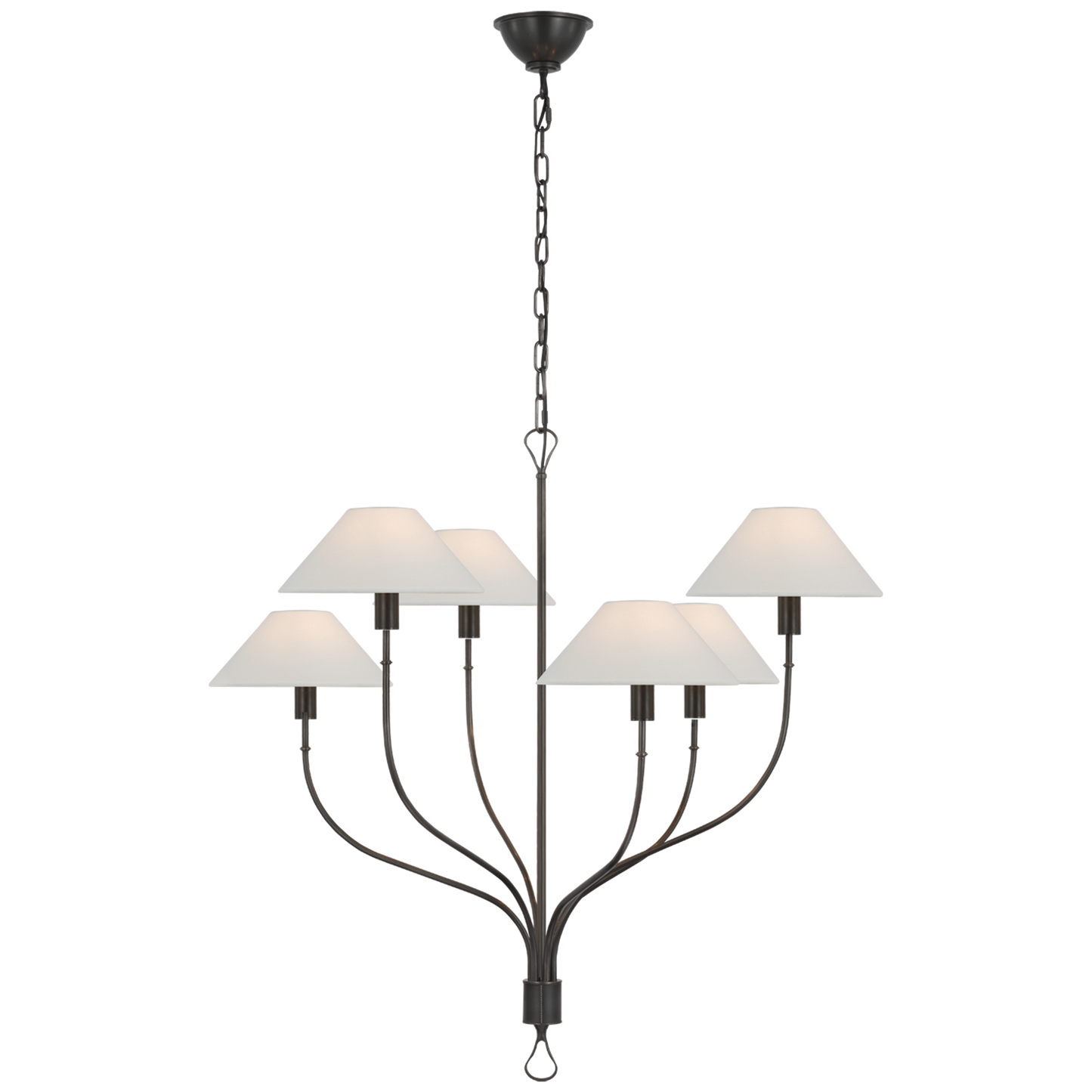 Griffin Large Staggered Tail Chandelier with Linen Shade