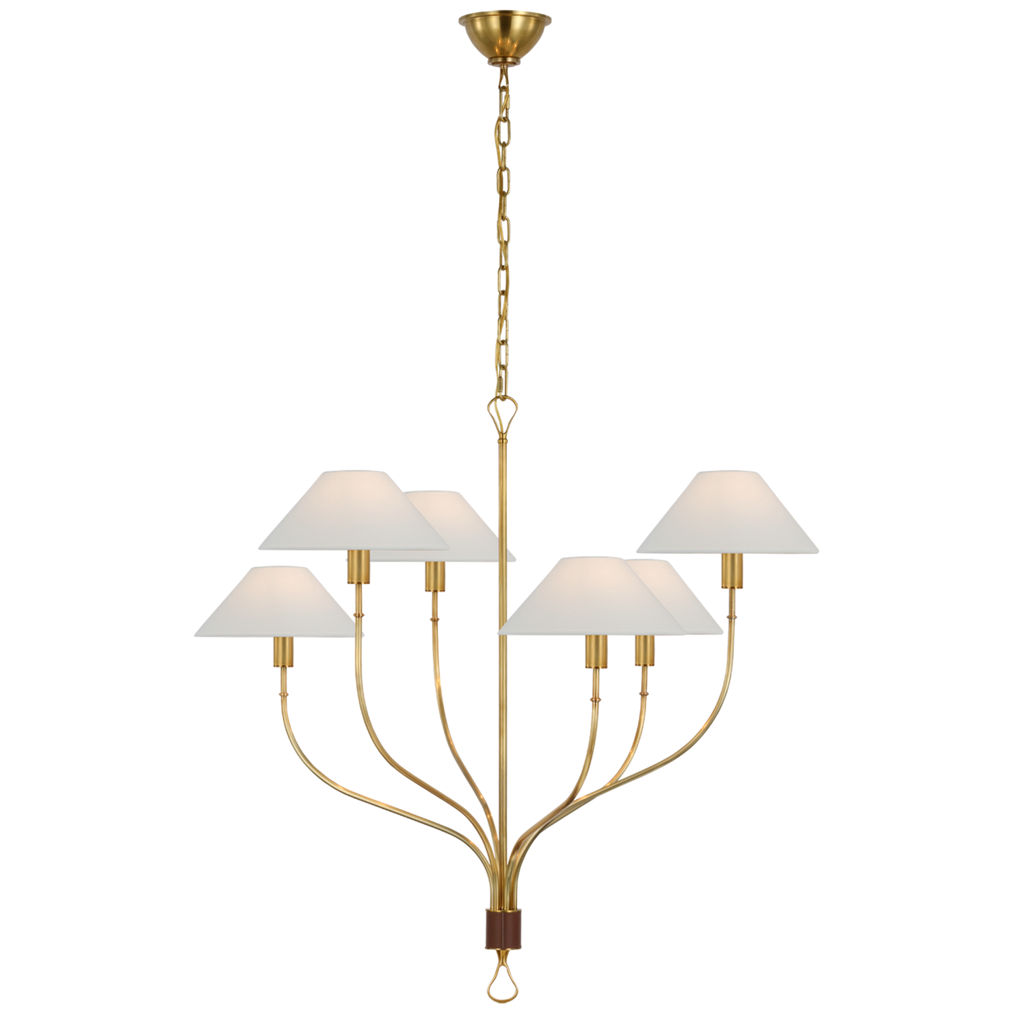 Griffin Large Staggered Tail Chandelier with Linen Shade