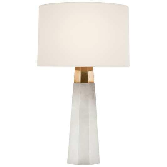 Olsen 15" Cordless Accent Lamp in Alabaster with Linen Shade