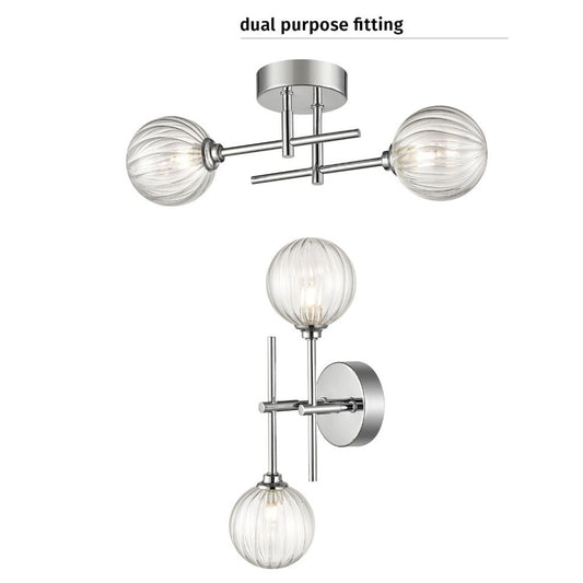 Versus 2-Light Wall or Ceiling Fitting in Chrome