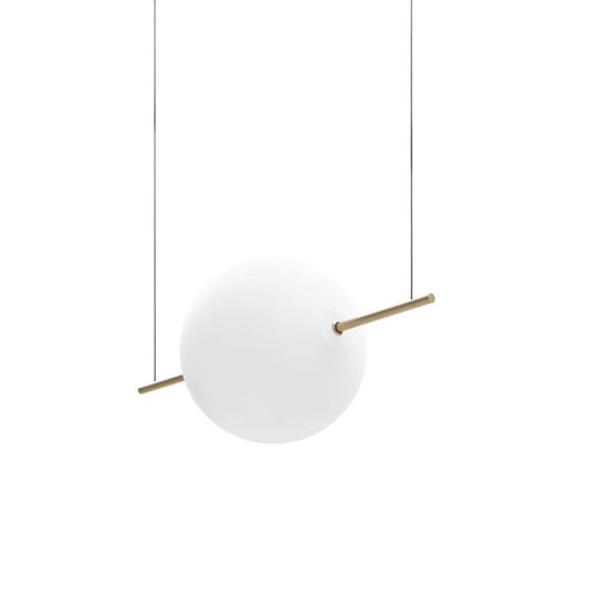 Alma Single Pendant in Natural Brass with White Borosilicate Glass