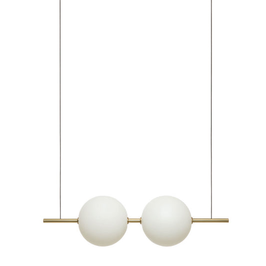 Alma Double Pendant in Natural Brass with White Borosilicate Glass