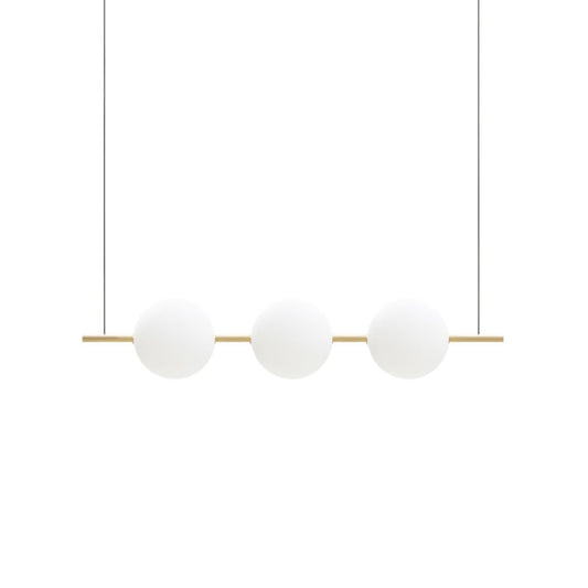 Alma Triple Pendant in Natural Brass with White Borosilicate Glass