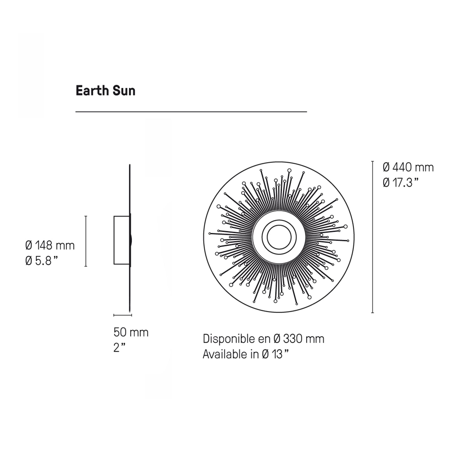 Earth Sun LED Wall Light with Disc Shaped Metal