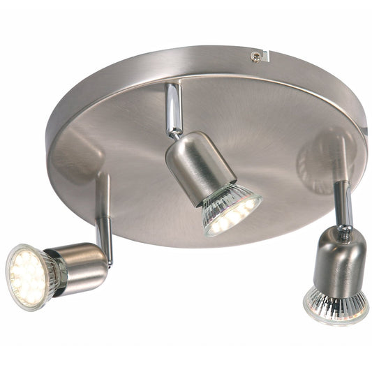 Avenue 3-Rondel Ceiling Spot Light in Brushed Steel