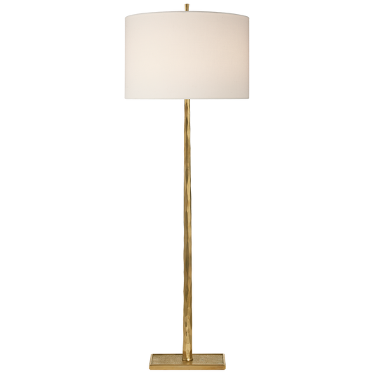 Lyric Branch Floor Lamp in Soft Brass with Linen Shade