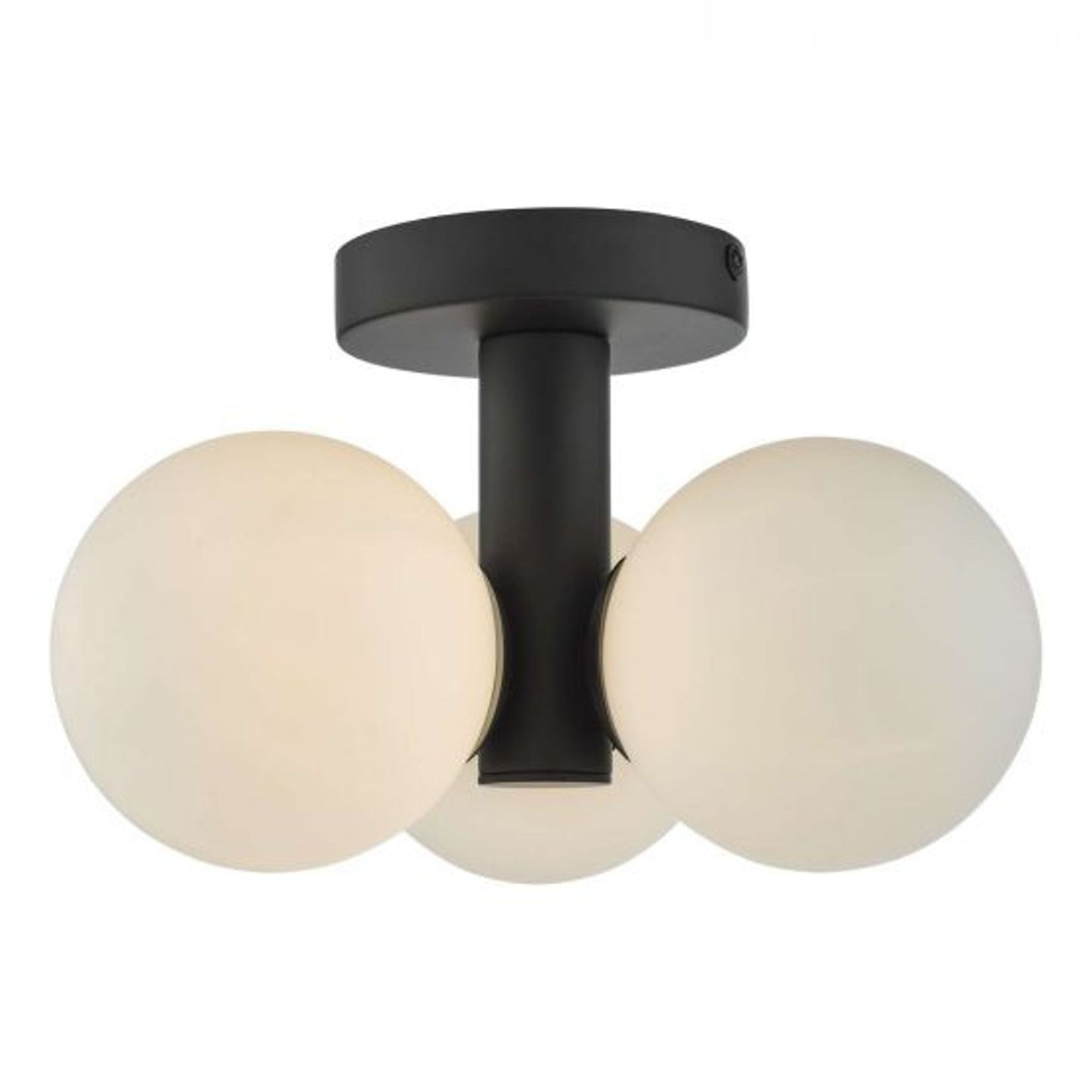 Blake 3-Light Bathroom Semi Flush in Matt Black with Opal Glass