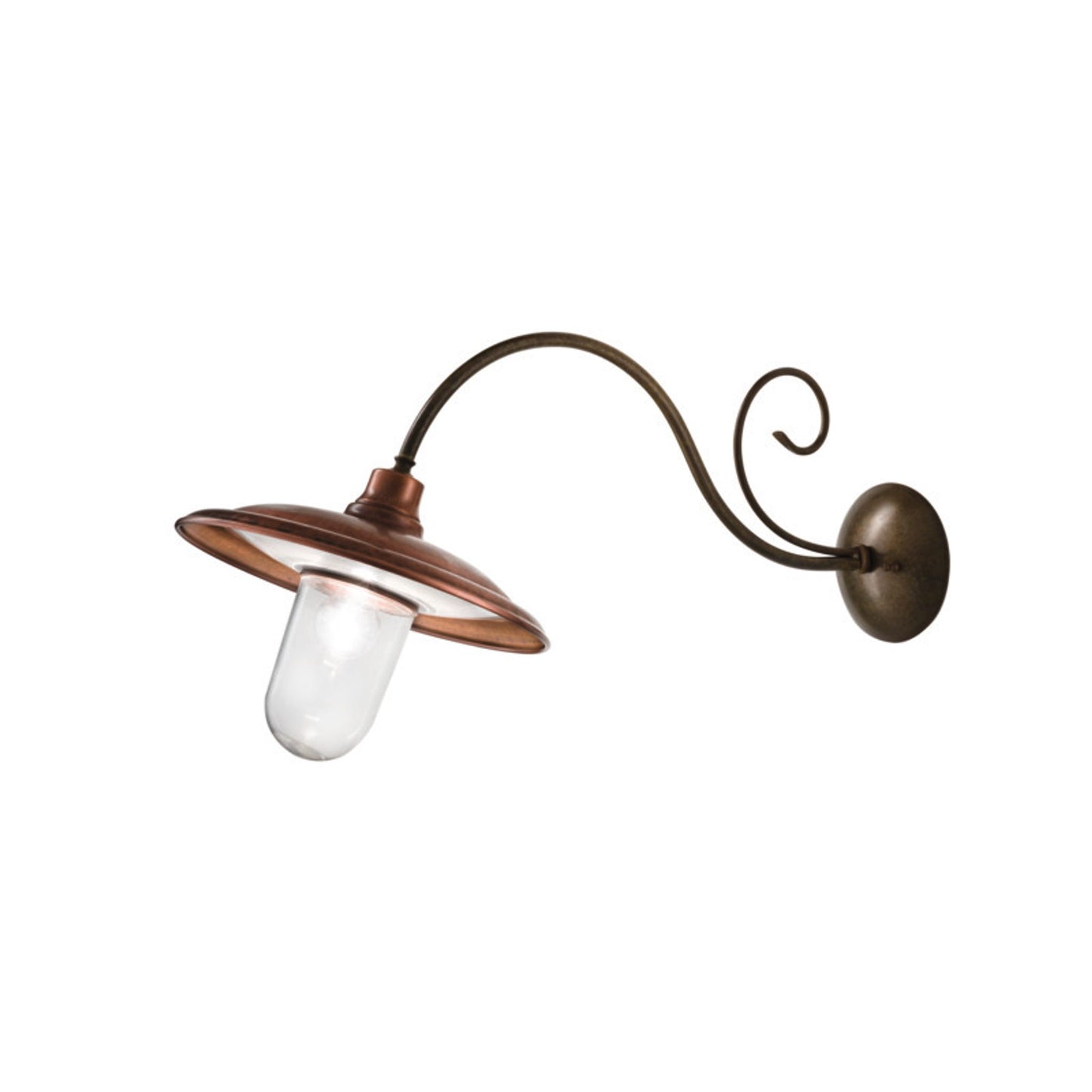 Barchessa Outdoor Wall Light in Antique Brass and Copper