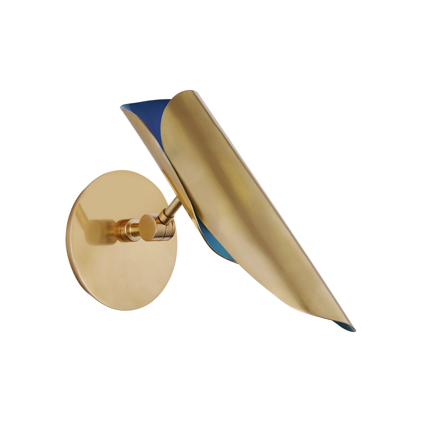 Flore Single Wall Light in Soft Brass and Riviera Blue