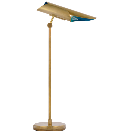 Flore Desk Lamp in Soft Brass and Riviera Blue