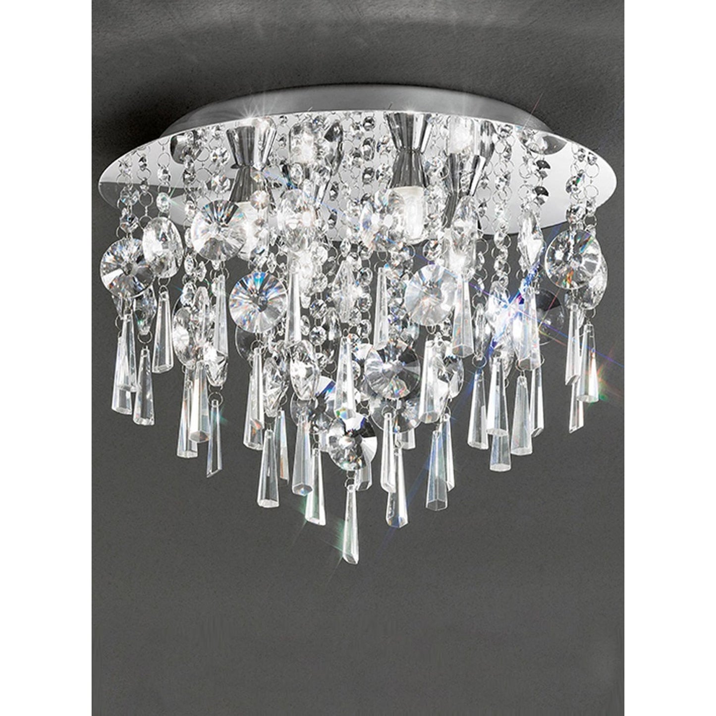 400mm Crystal Flush Mount IP44 in Chrome