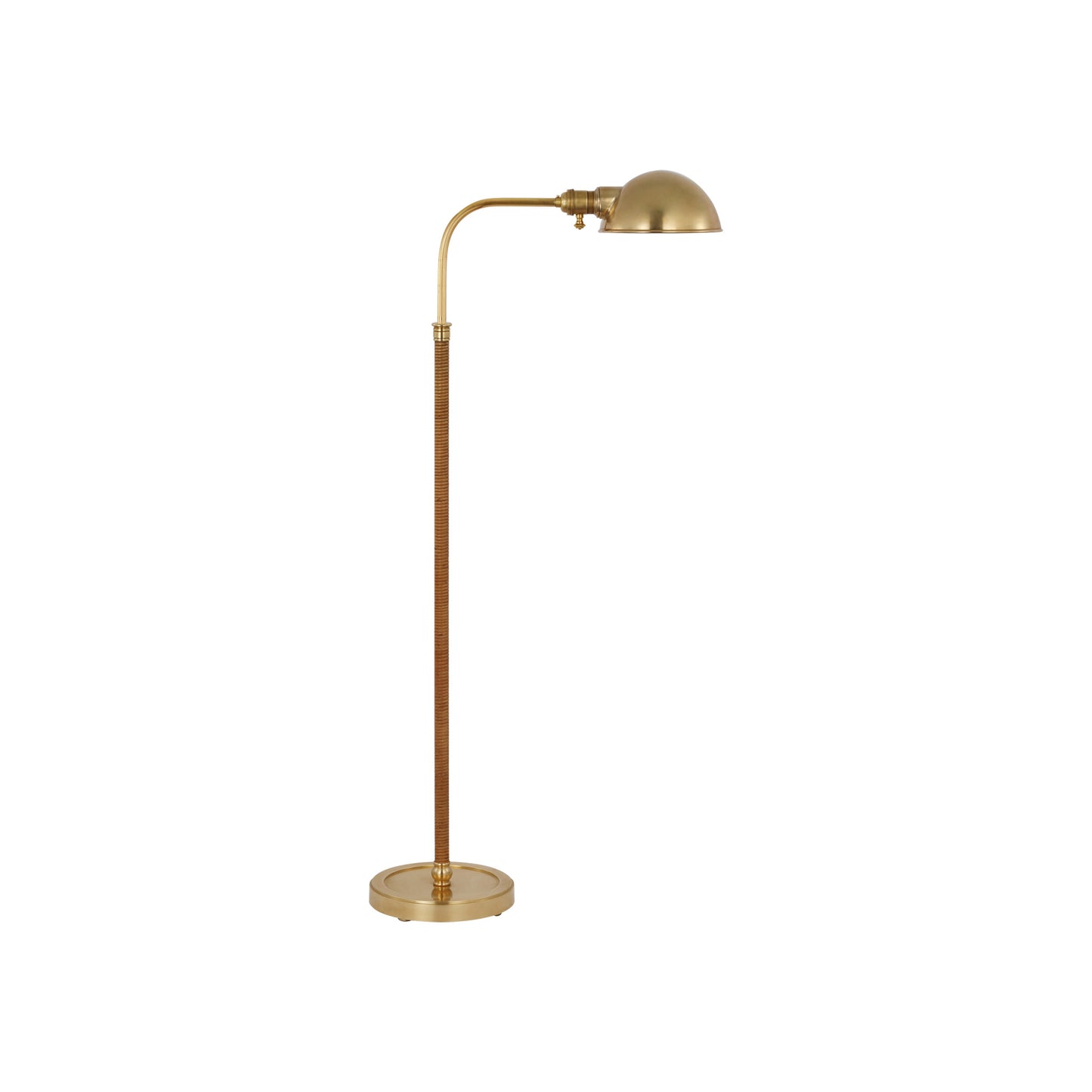 Basden Medium Pharmacy Lamp in Antique-Burnished Brass and Natural Rattan