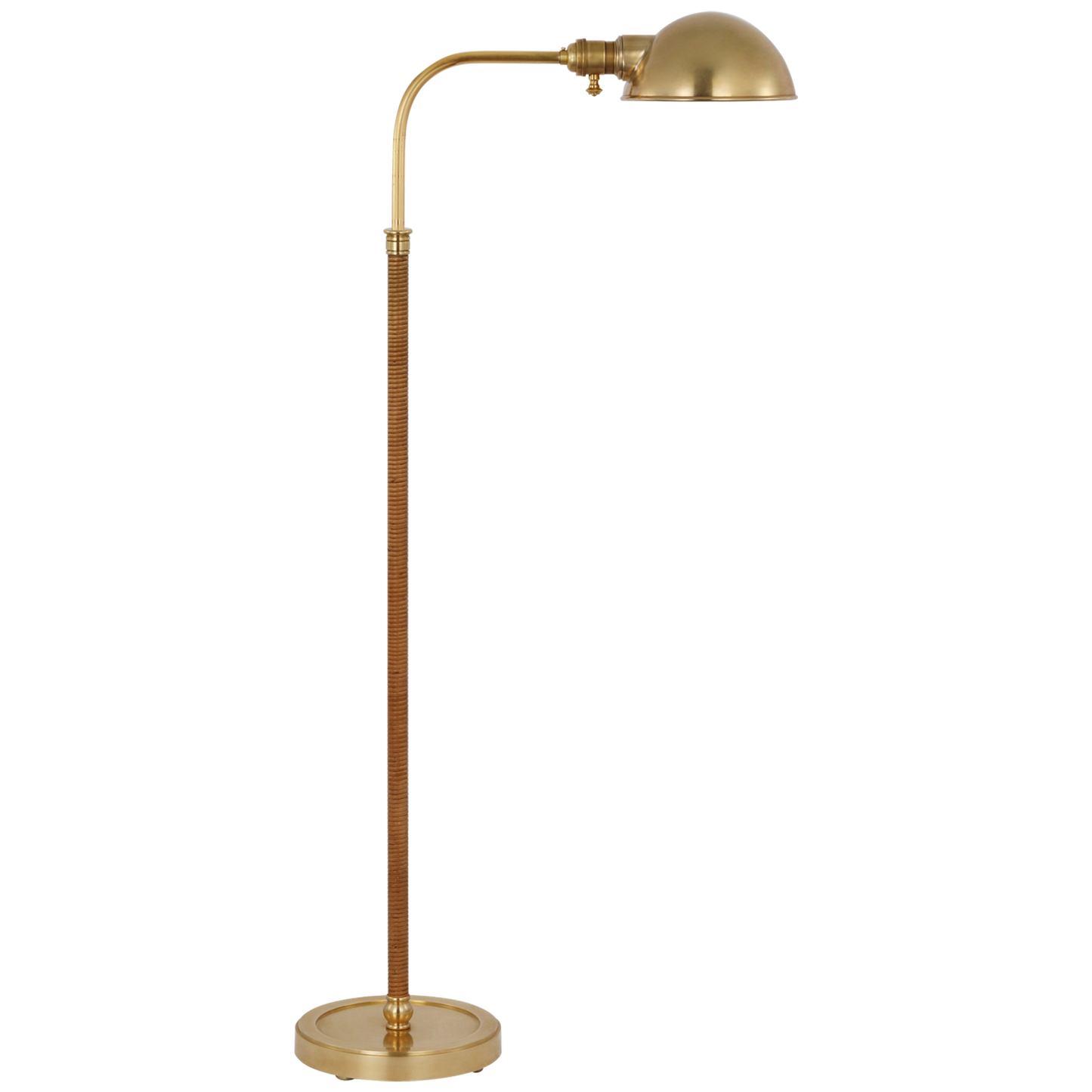 Basden Medium Pharmacy Lamp in Antique-Burnished Brass and Natural Rattan