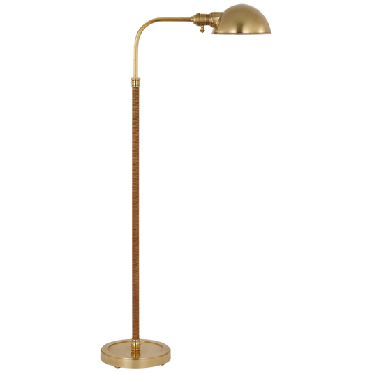 Basden Medium Pharmacy Lamp in Antique-Burnished Brass and Natural Rattan