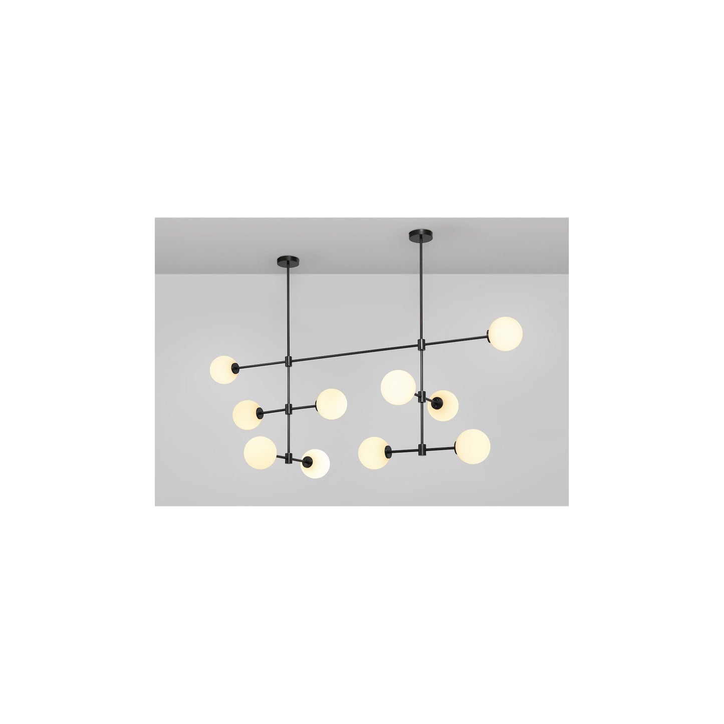 Trevi Multi-Arm 10 Pendant with Matt Opal Glass Shade