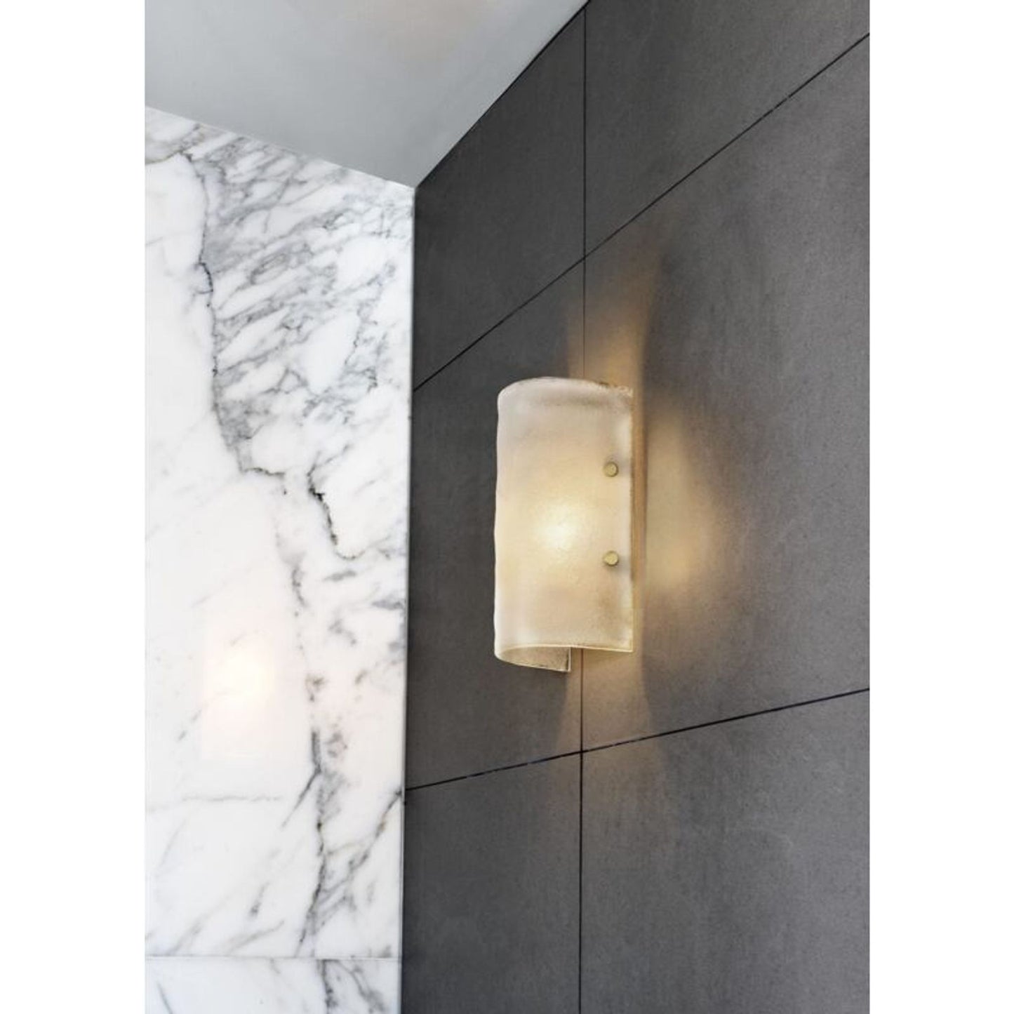 Whistler Wall Light Fritted Glass with Satin Brass Details