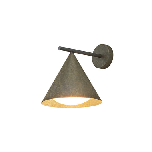 Cone Outdoor Wall Light in Antique Brass